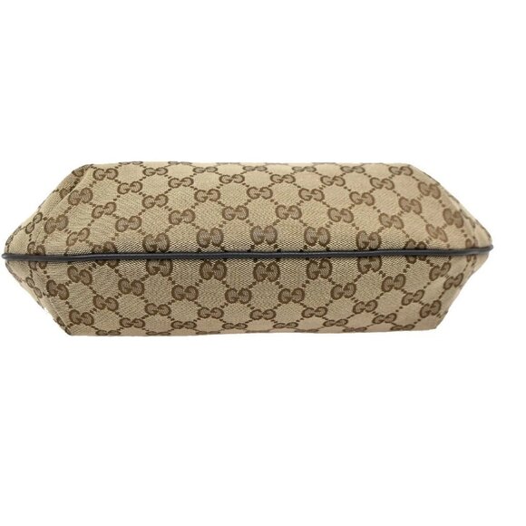 GUCCI GG Pattern Half Moon Shoulder Bag Canvas Leather Beige SHW Italy 70DA218 - Picture 6 of 14